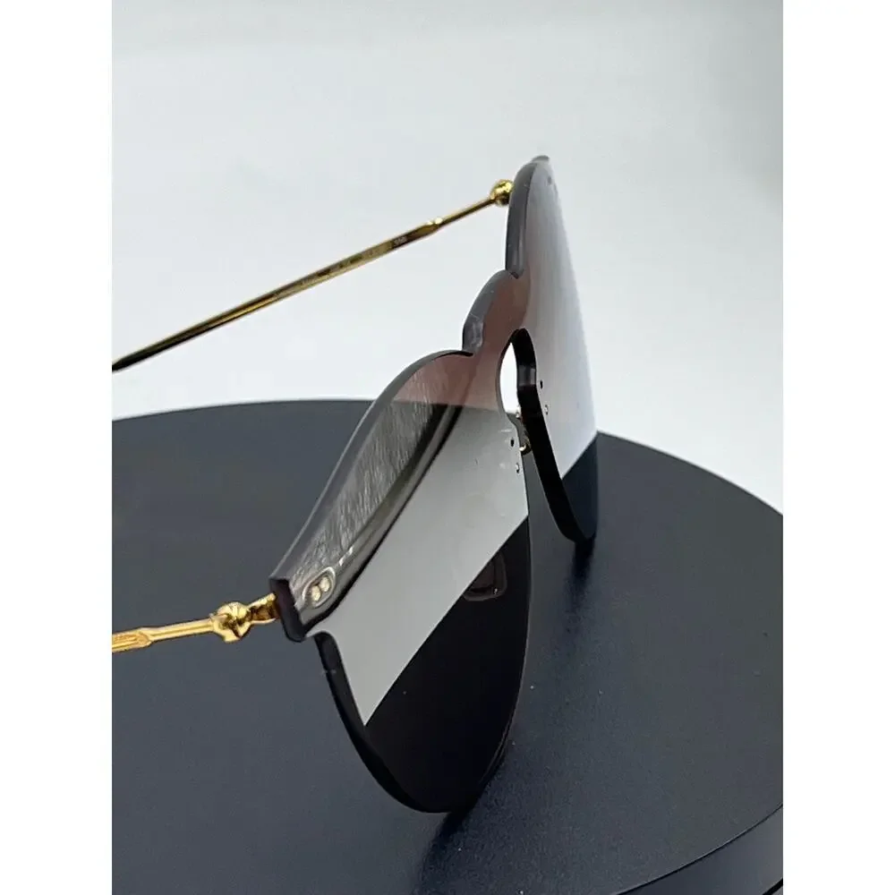 Illestiva Womens‎ Leonard Mask Round Frame Gold Tone Mirrored Sunglasses Brown